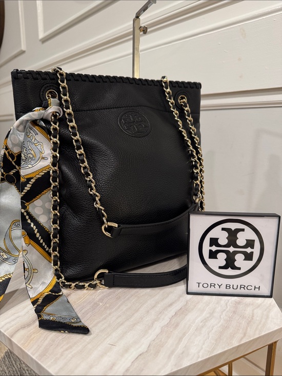 Tory Burch Handbags - Tory Burch Bag Marion Convertible Black Leather Chain Crossbody Shoulder Bag